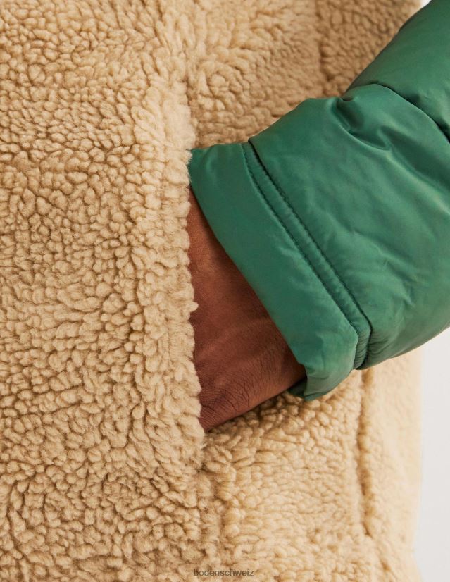 Boden Männer Durchgeknöpfte Sherpa-Jacke VH86PT3581 Kleidung Jägergrün/Ecru