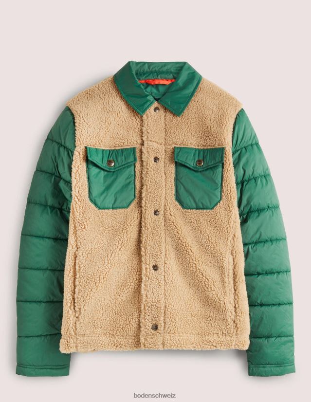 Boden Männer Durchgeknöpfte Sherpa-Jacke VH86PT3581 Kleidung Jägergrün/Ecru
