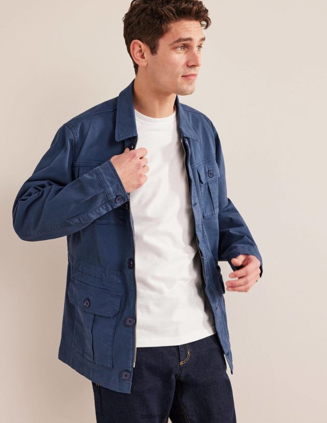 Boden Männer Safari-Jacke VH86PT3507 Kleidung gewaschene Marine