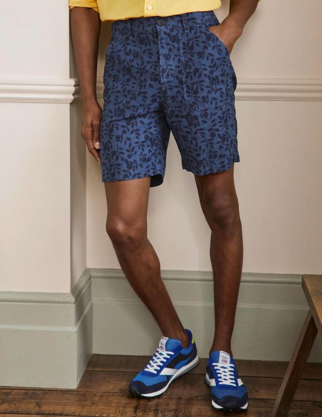 Boden Männer Leichte Shorts aus Leinenmischung VH86PT3584 Kleidung Fähnrich blaues Laub