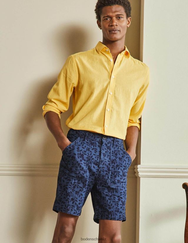 Boden Männer Leichte Shorts aus Leinenmischung VH86PT3584 Kleidung Fähnrich blaues Laub