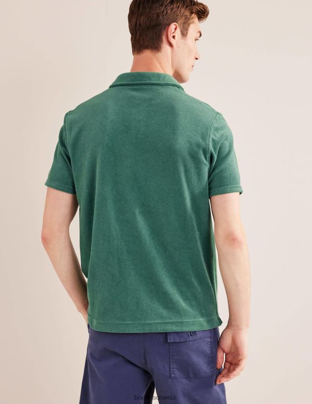 Boden Männer Frottee-Polo mit offenem Kragen VH86PT3502 Kleidung Tiefseegrün