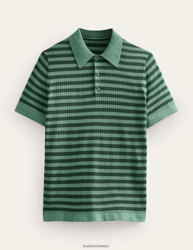 Boden Männer Gestricktes, geripptes Poloshirt VH86PT3557 Kleidung Tiefseestreifen