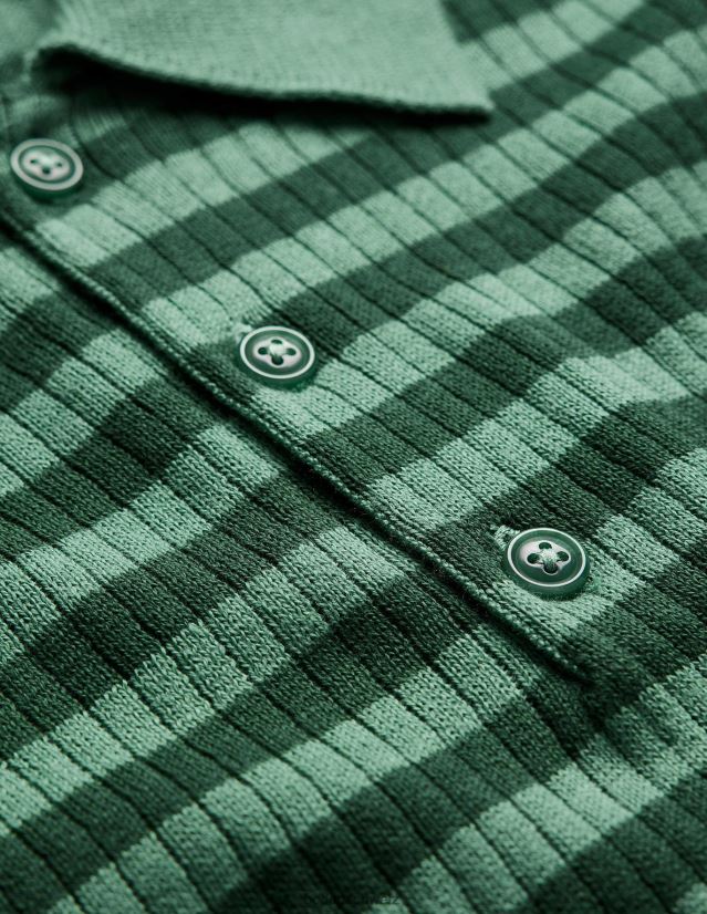Boden Männer Gestricktes, geripptes Poloshirt VH86PT3557 Kleidung Tiefseestreifen