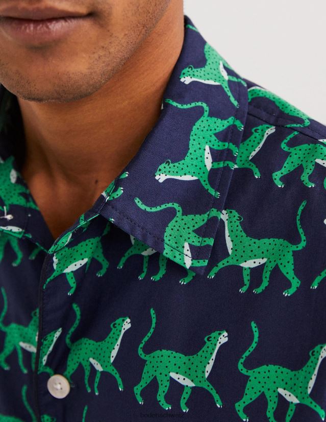 Boden Männer Gewebtes Pyjama-Set VH86PT3559 Kleidung Marineleoparden