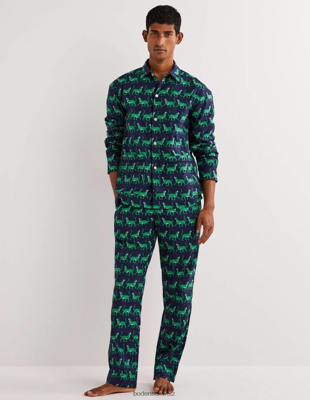 Boden Männer Gewebtes Pyjama-Set VH86PT3559 Kleidung Marineleoparden