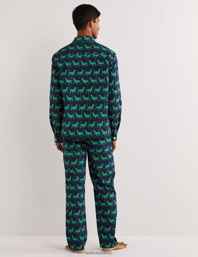 Boden Männer Gewebtes Pyjama-Set VH86PT3559 Kleidung Marineleoparden