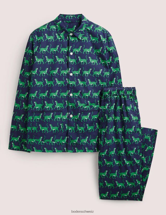 Boden Männer Gewebtes Pyjama-Set VH86PT3559 Kleidung Marineleoparden