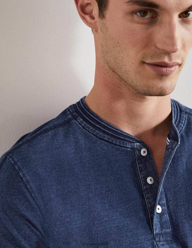 Boden Männer Kurzarm-Henley VH86PT3610 Kleidung Indigo