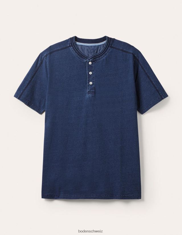 Boden Männer Kurzarm-Henley VH86PT3610 Kleidung Indigo