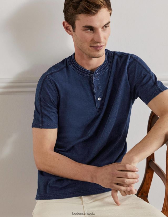 Boden Männer Kurzarm-Henley VH86PT3610 Kleidung Indigo