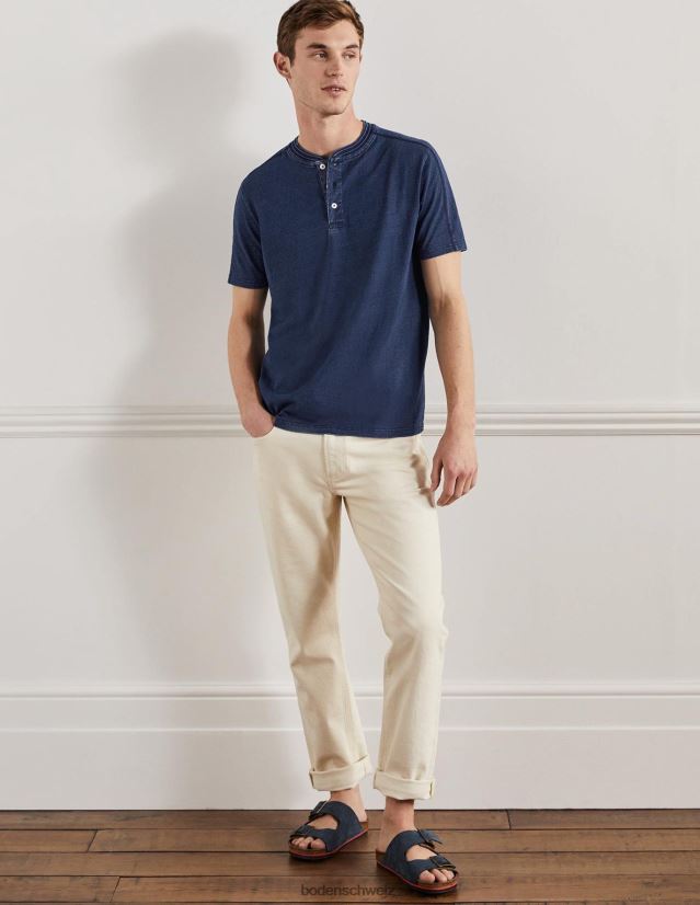Boden Männer Kurzarm-Henley VH86PT3610 Kleidung Indigo