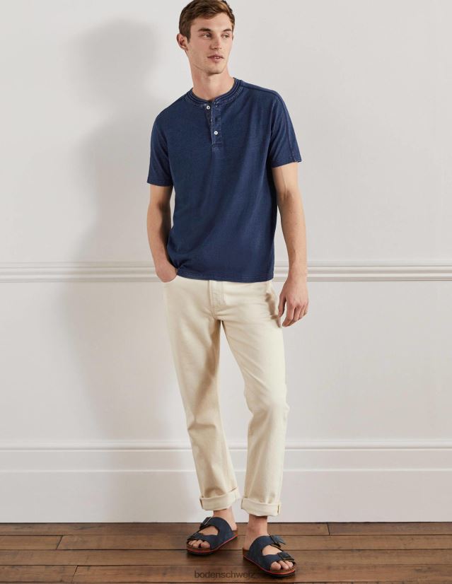 Boden Männer Kurzarm-Henley VH86PT3610 Kleidung Indigo