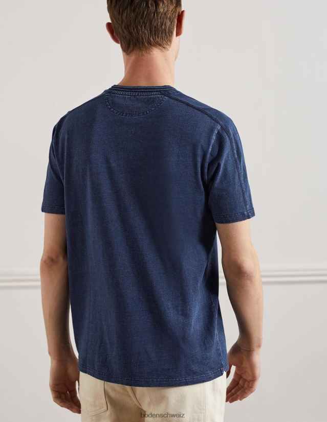 Boden Männer Kurzarm-Henley VH86PT3610 Kleidung Indigo