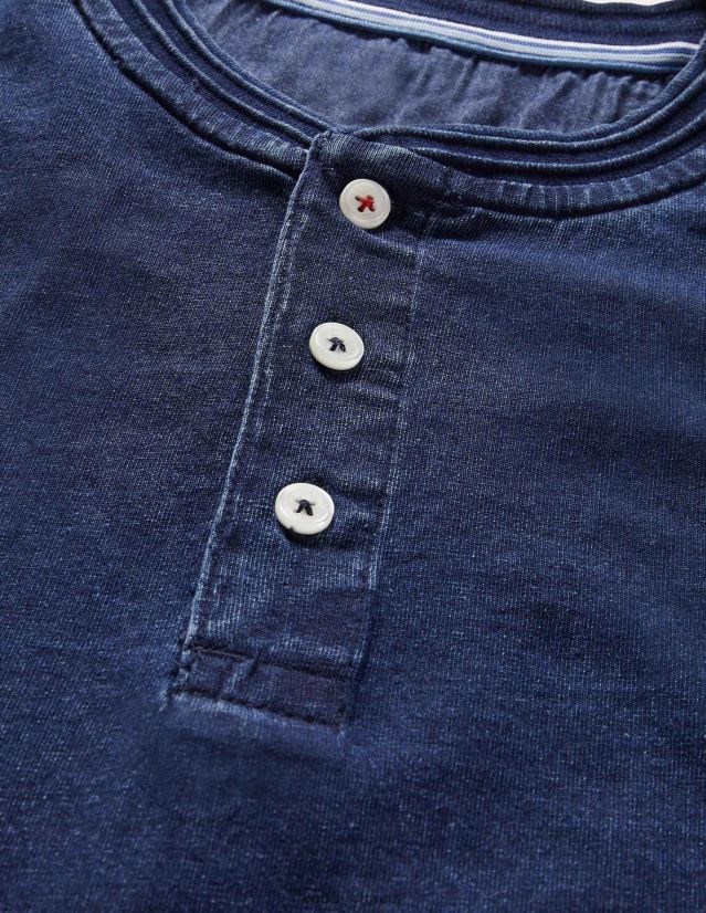 Boden Männer Kurzarm-Henley VH86PT3610 Kleidung Indigo