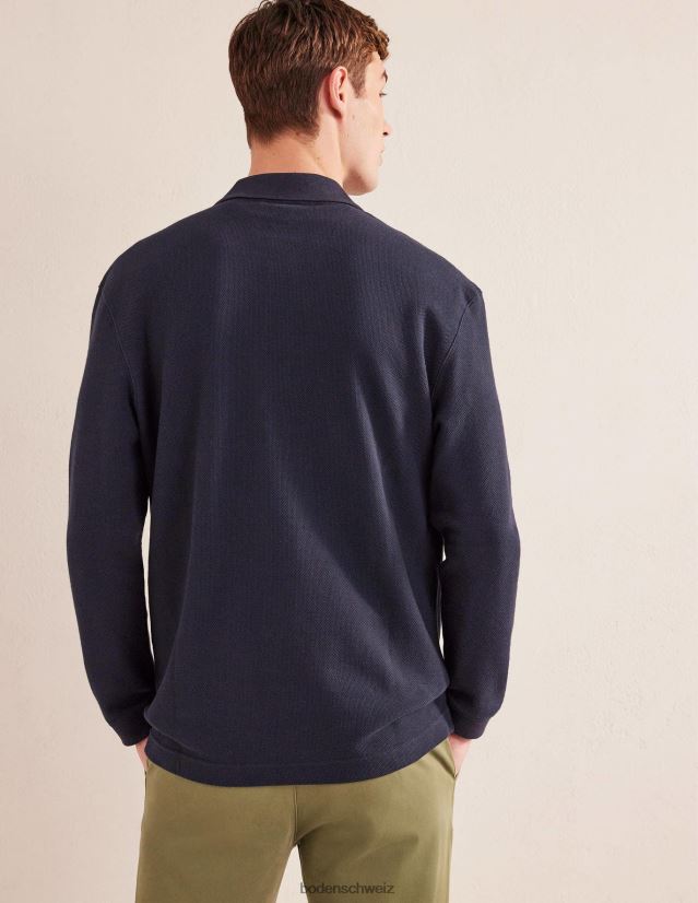 Boden Männer Lässiges Langarm-Polo VH86PT3527 Kleidung Marine