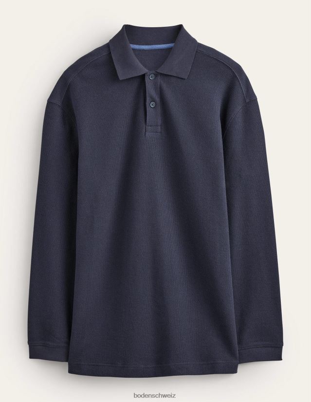 Boden Männer Lässiges Langarm-Polo VH86PT3527 Kleidung Marine