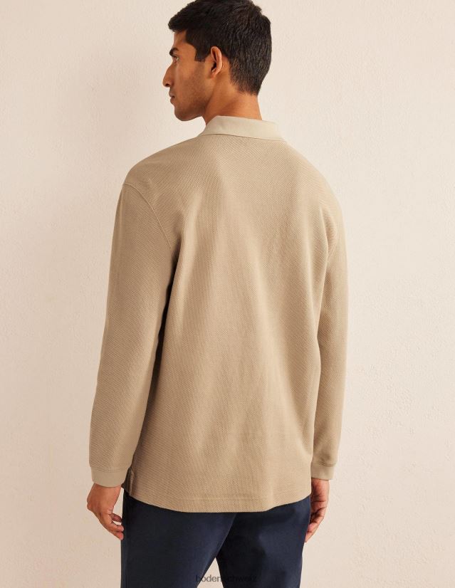 Boden Männer Lässiges Langarm-Polo VH86PT3544 Kleidung Stein