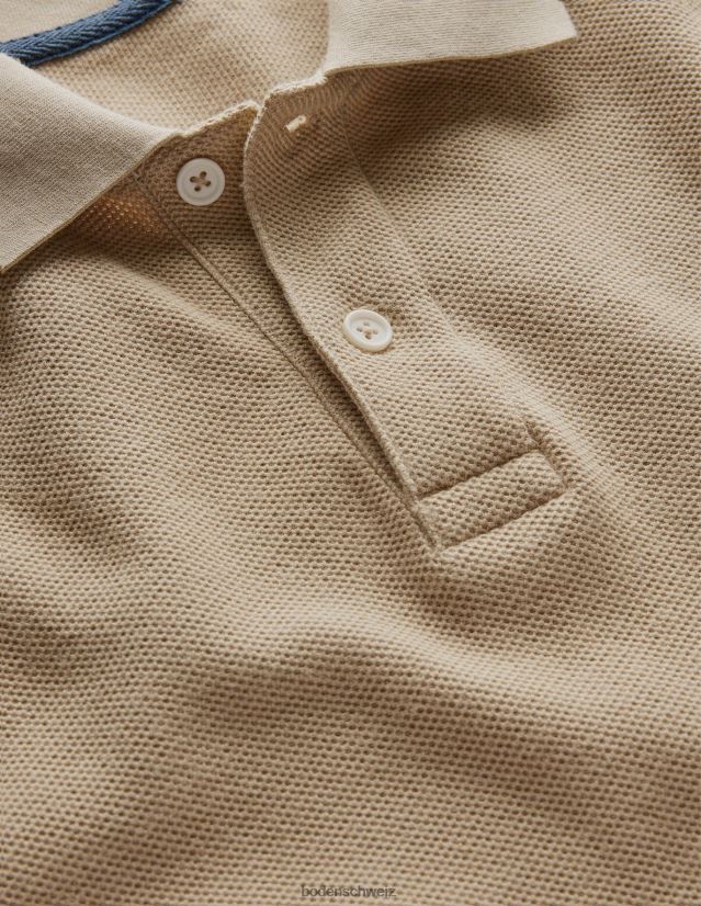 Boden Männer Lässiges Langarm-Polo VH86PT3544 Kleidung Stein