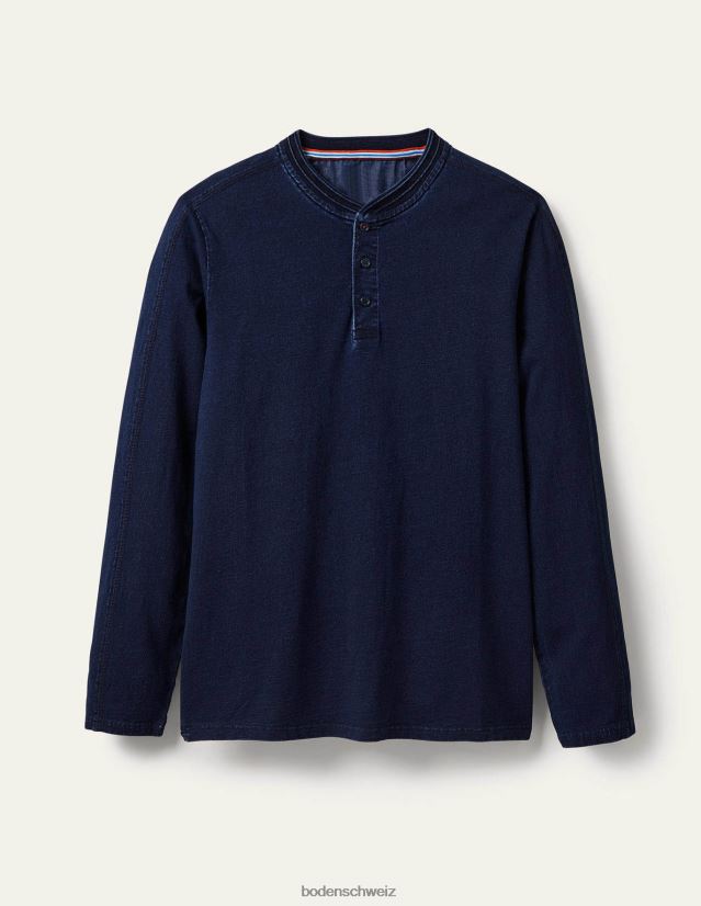 Boden Männer Langarm-Henley VH86PT3588 Kleidung Indigo