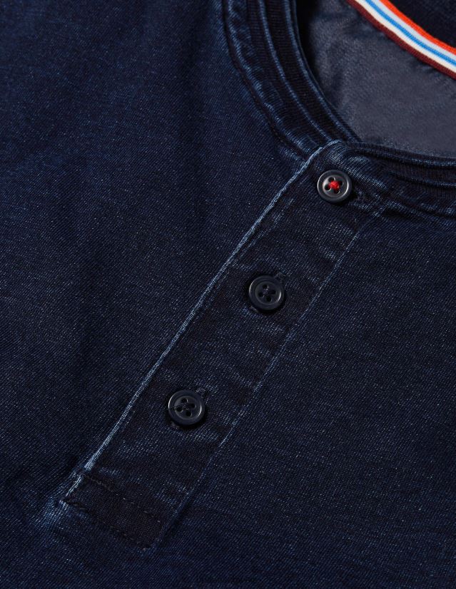 Boden Männer Langarm-Henley VH86PT3588 Kleidung Indigo