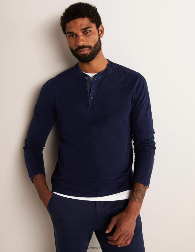 Boden Männer Langarm-Henley VH86PT3588 Kleidung Indigo