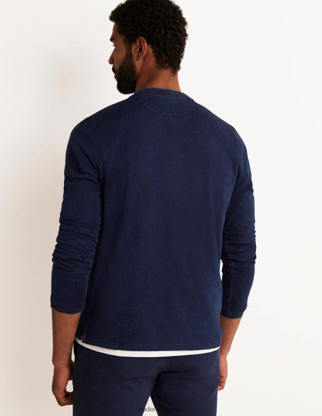 Boden Männer Langarm-Henley VH86PT3588 Kleidung Indigo