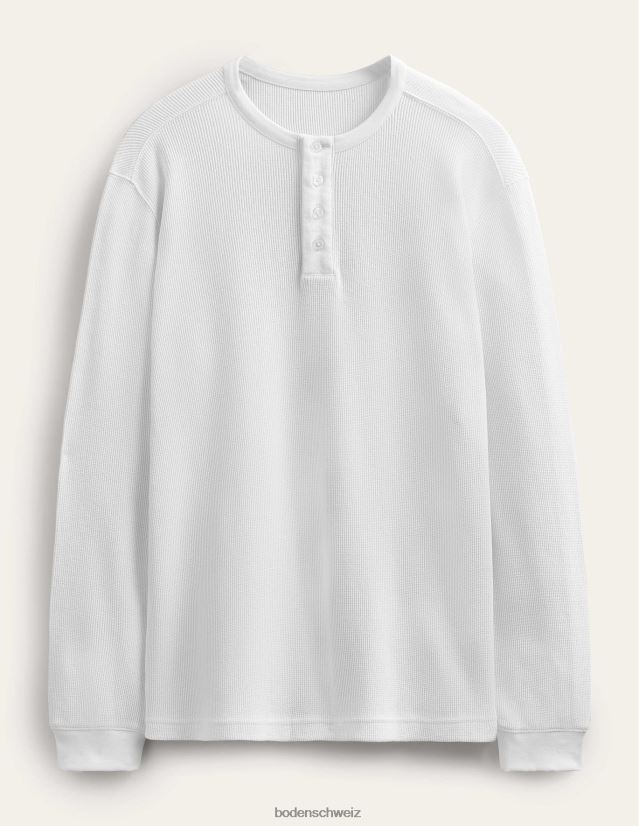 Boden Männer Waffel-Henley VH86PT3500 Kleidung Schneeglöckchen weiß