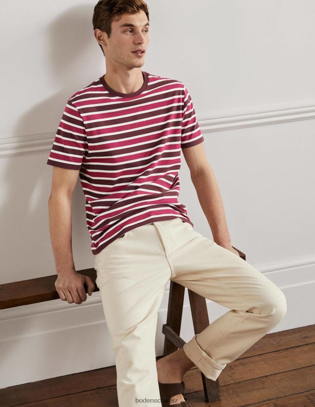 Boden Männer klassisches Baumwoll-T-Shirt VH86PT3601 Kleidung Penelope rosa Streifen