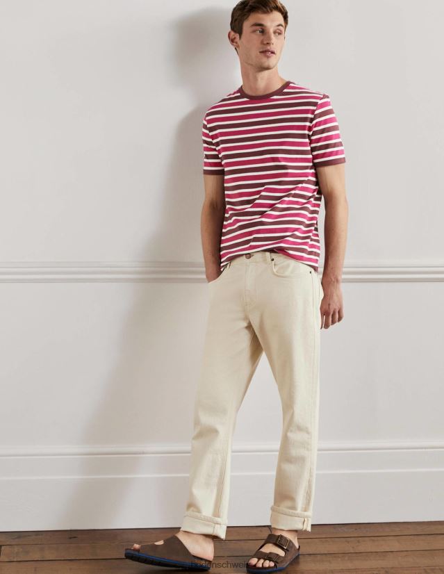 Boden Männer klassisches Baumwoll-T-Shirt VH86PT3601 Kleidung Penelope rosa Streifen