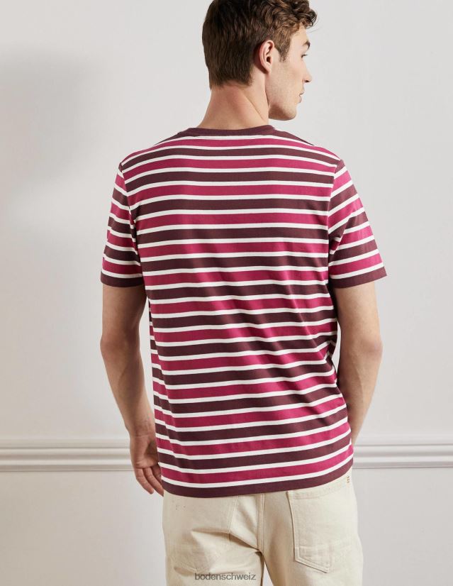 Boden Männer klassisches Baumwoll-T-Shirt VH86PT3601 Kleidung Penelope rosa Streifen