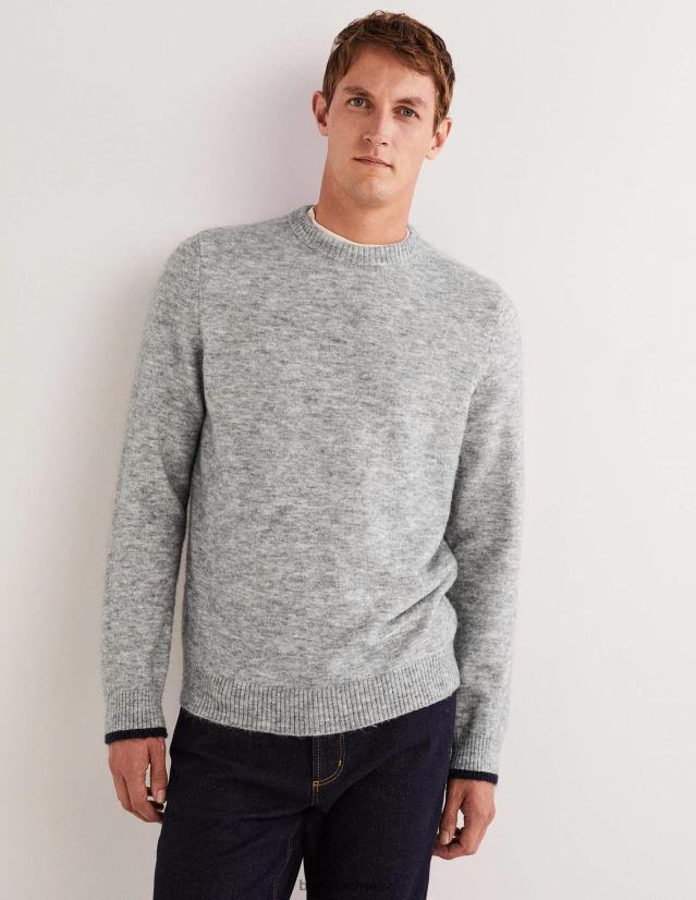 Boden Männer Flauschiger Pullover mit Rundhalsausschnitt VH86PT3587 Kleidung graue Melange