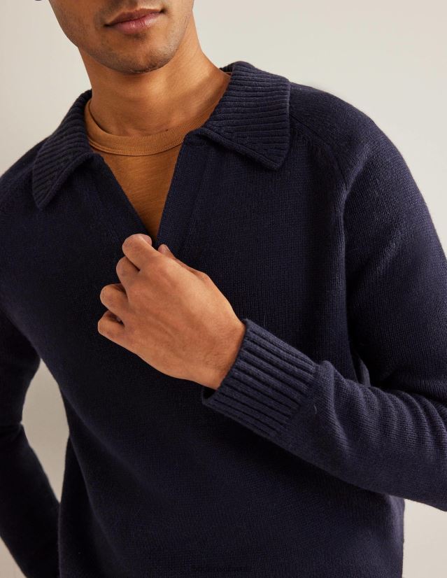 Boden Männer Pullover mit offenem Kragen VH86PT3536 Kleidung Marine