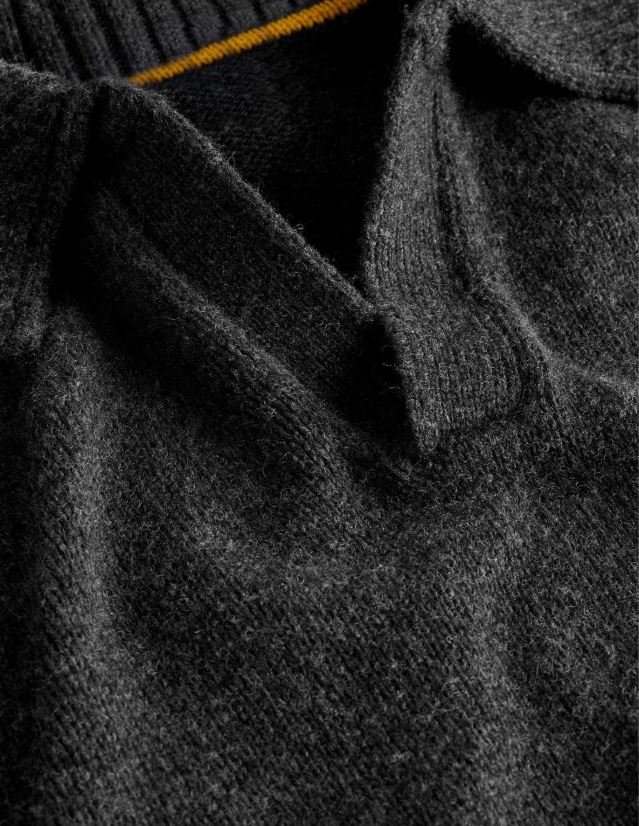 Boden Männer Pullover mit offenem Kragen VH86PT3624 Kleidung dunkelgrau meliert