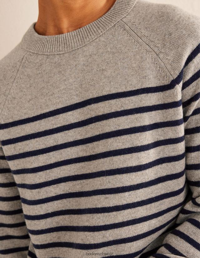 Boden Männer Raglanpullover mit Rundhalsausschnitt VH86PT3621 Kleidung Haferflocken-Marinestreifen