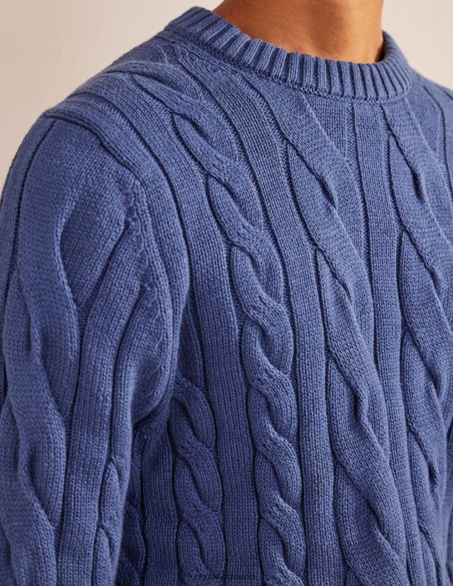 Boden Männer Rundhalsausschnitt aus Baumwolle mit Zopfmuster VH86PT3515 Kleidung echte Marine