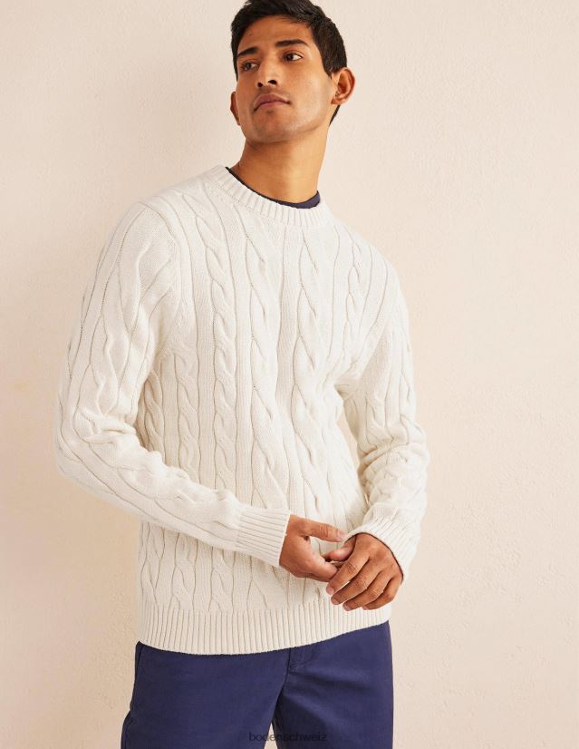 Boden Männer Rundhalsausschnitt aus Baumwolle mit Zopfmuster VH86PT3552 Kleidung Pistazienschale