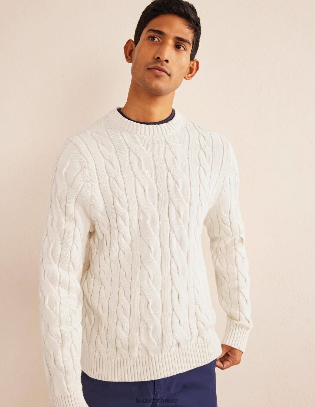 Boden Männer Rundhalsausschnitt aus Baumwolle mit Zopfmuster VH86PT3552 Kleidung Pistazienschale