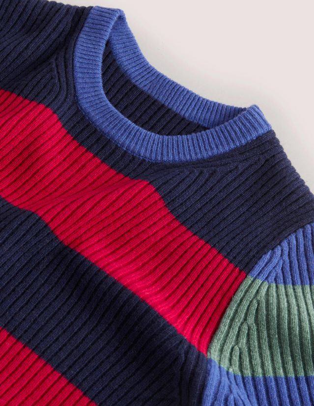 Boden Männer gerippter Rundhalsausschnitt VH86PT3596 Kleidung Streifen-Farbblock