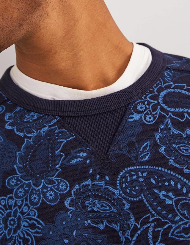 Boden Männer Bedrucktes Sweatshirt VH86PT3574 Kleidung blaues Paisley