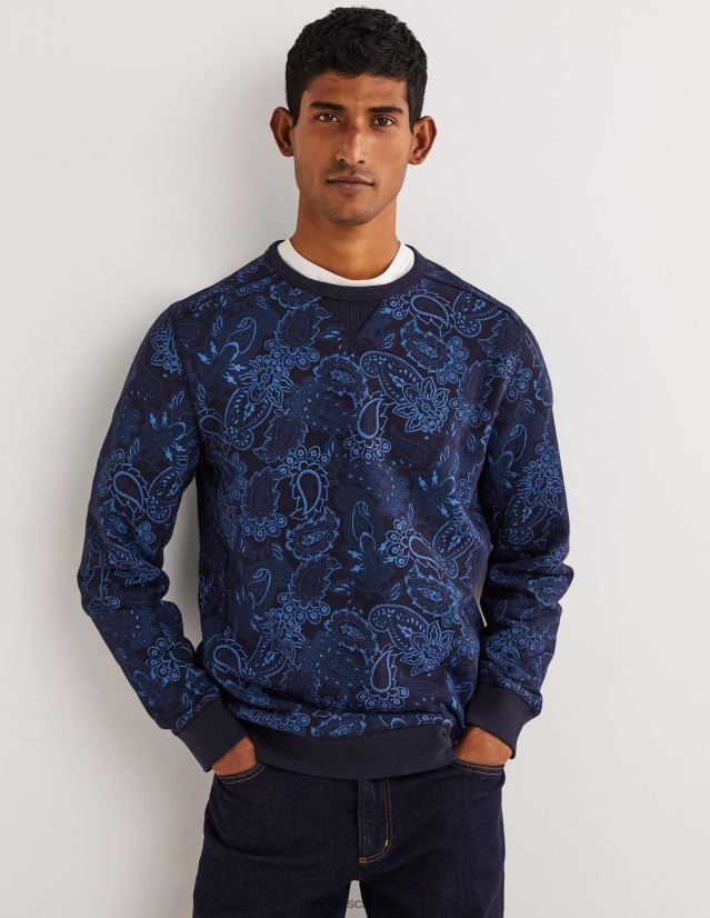 Boden Männer Bedrucktes Sweatshirt VH86PT3574 Kleidung blaues Paisley